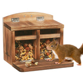 MIXXIDEA Large Squirrel Feeder House with rain shield keeps feed dry outdoors.