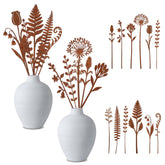 Mizelu rusty metal flowers stakes 12-set add rustic charm to vases and gardens