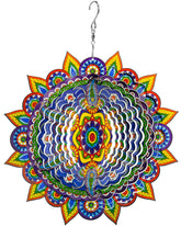 Mizmakp Mandala wind spinner blue spins in sun for bright garden decor