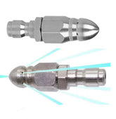 MIZORLIE sewer jetter nozzle in stainless steel for durable pipe cleaning.