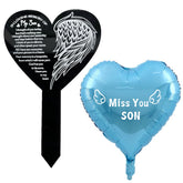 MKISHINE heart memorial stake with balloon design, ideal for cemetery plots and garden remembrance