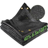 Mklsit shade cloth over a garden setup reduces sun exposure while allowing airflow