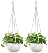 Mkono ivory 43-inch macrame plant hanger elevates large pots