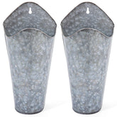 Mkono galvanized wall planter set on wall adds rustic charm for artificial flowers