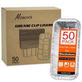 MOACOCK 50-pack drip pan liners for Blackstone grills, effortless grease containment and cleanup.