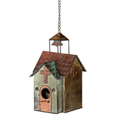 MOCOME bird house outdoor church metal hanging with vintage finish for year-round charm