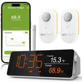 MOCREO remote thermometer hub display shows real-time temperatures for proactive monitoring.