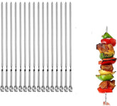 MOCUMEI metal skewers with flat blade and angled tip for steady grilling