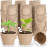 ModaSin 130-pcs organic peat pots for 4-inch seedlings with drainage holes.