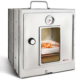 Modern Innovations portable camping oven front view showing foldable design for travel-ready baking