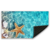 Mogifedc Starfish Seashell Door Mat front view with non-slip backing for safe entryways