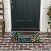 Mohawk Home welcome stained glass floret mat for stylish entryways and dirt control
