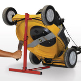 MoJack 45014 push lawn mower lift, front view, for easy blade access