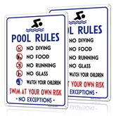 MOLESS pool rules sign No Diving outdoor, clearly visible for safe pool use.