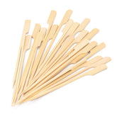 MOLFUJ 3.5-inch bamboo skewers with paddle handle for stable grilling and serving.