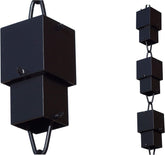 Monarch Rain Chains multi cube black 8-5ft displays a modular cascade that enhances curb appeal.
