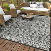 MontVoo outdoor rug 5x8 reversible boho grey for stylish patio and versatile spaces