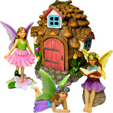 Mood Lab Pinecone Fairy House 4-pcs set adds whimsical outdoor or indoor decor