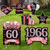 MOORAY rose gold 60th birthday yard sign with stakes for outdoor décor