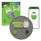 Mopeka Pro Check magnetic sensor attached to propane tank for real-time level monitoring.