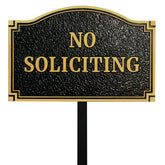 Morgtta no soliciting sign with embossed letters for front door privacy.