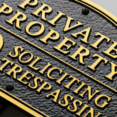 Morgtta private property sign with embossed lettering for curb visibility.