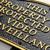 Morgtta private property video surveillance sign front view shows durable metal construction for yard security.