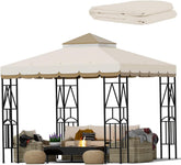 Morikoro beige-brown lace canopy top for gazebo replacement and shade protection.