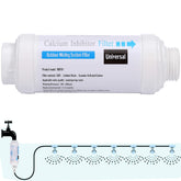 Mornajina calcium inhibitor filter for outdoor misting protects nozzles from scale buildup.