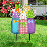 MorningRo Easter yard sign featuring bunnies and stakes adds festive curb appeal.