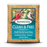 Morning Song Clean & Free seed in a feeder reduces mess and keeps surfaces clean