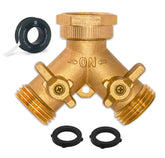 Morvat brass 2-way splitter with top connection for easy outdoor watering