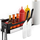 Mossime Griddle Caddy magnetic stripe keeps tools securely in reach while grilling