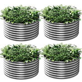 Mostmahes round galvanized raised garden bed 3ftx3ftx10inch for durable outdoor planting