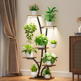 MOSTWOGO plant stand with dual-head grow light highlighting indoor greens