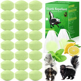 Motrapso peppermint skunk repellent 24-pack bags deterring yard pests.