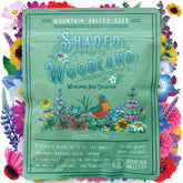 Mountain Valley Seed 19 shade-tolerant wildflowers in resealable pouch for shaded gardens.