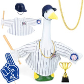 MOVINPE baseball goose outfit with 23-inch pinstripe uniform enhances porch decor and game-day charm.