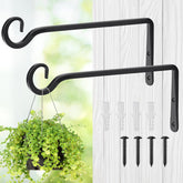 MOWPOG metal hanging plant hooks in black for durable indoor and outdoor use.