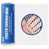 Moyios white plastic chicken wire mesh roll for garden fencing and poultry protection.