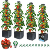 MQFORU 4Tower garden bed trellis assembled, showing expanded 57-inch growing space.
