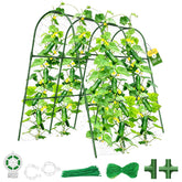 MQHUAYU cucumber trellis with green U-shape arch supports climbing plants outdoors.