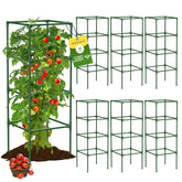 MQHUAYU tomato cage with 41.7-inch square frame supports tall, healthy tomato growth.