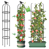 MQUPIN Tower Obelisk trellis outdoors, showcasing sturdy garden support for climbing plants.