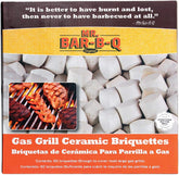 Mr. Bar-B-Q ceramic briquettes replacing lava rocks for even heat across grill surface