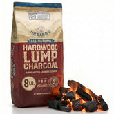 Mr. Bar-B-Q lump charcoal bag showing premium hardwood and clean burning.