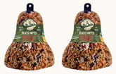 Mr. Bird Bugs, Nuts & Fruit Seed Bell 2-pack hanging attracts a variety of wild birds.