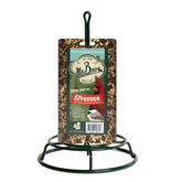Mr. Bird EZ Feeder front view shows a sturdy seed cylinder holder for versatile backyard feeding.