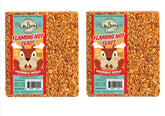Mr. Bird Flaming Hot Feast large block in a feeder, attracting songbirds.