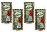 Mr. Bird Wild Bird Feast Cylinder 28 oz pack mounted on a feeder for long-lasting yard feeding.